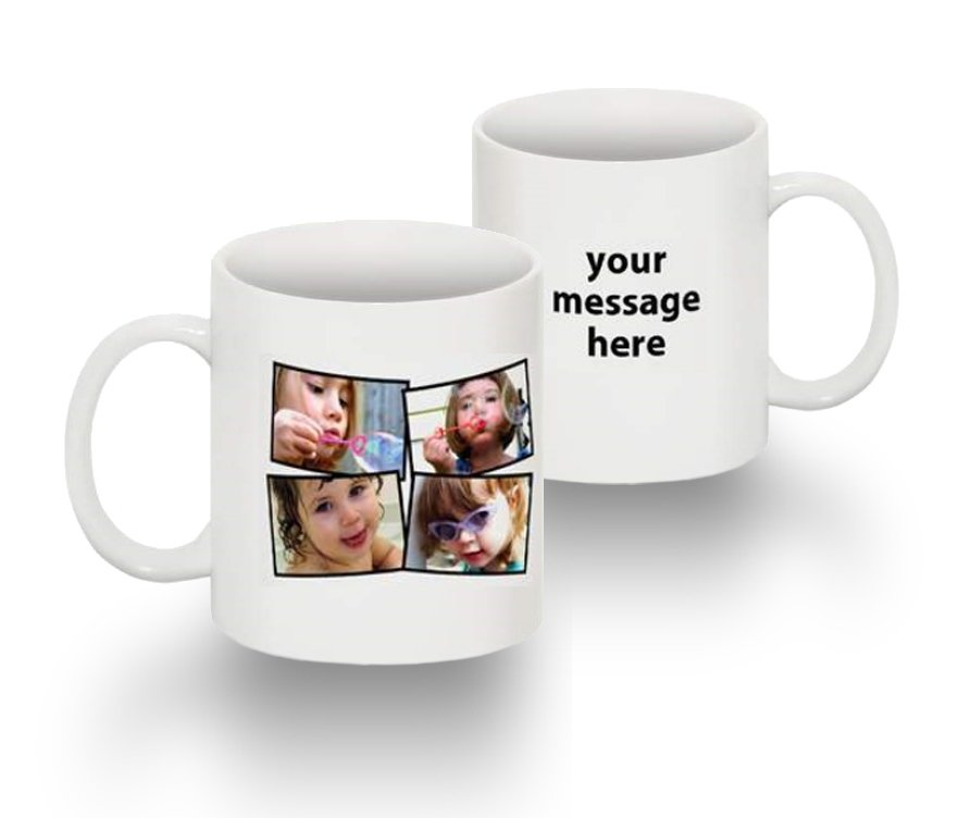Standard 11 oz Mug Collage 4 Photos Text RH
