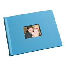 8.5 x 11 (HP) Pool Blue Linen Photo Book with Window
