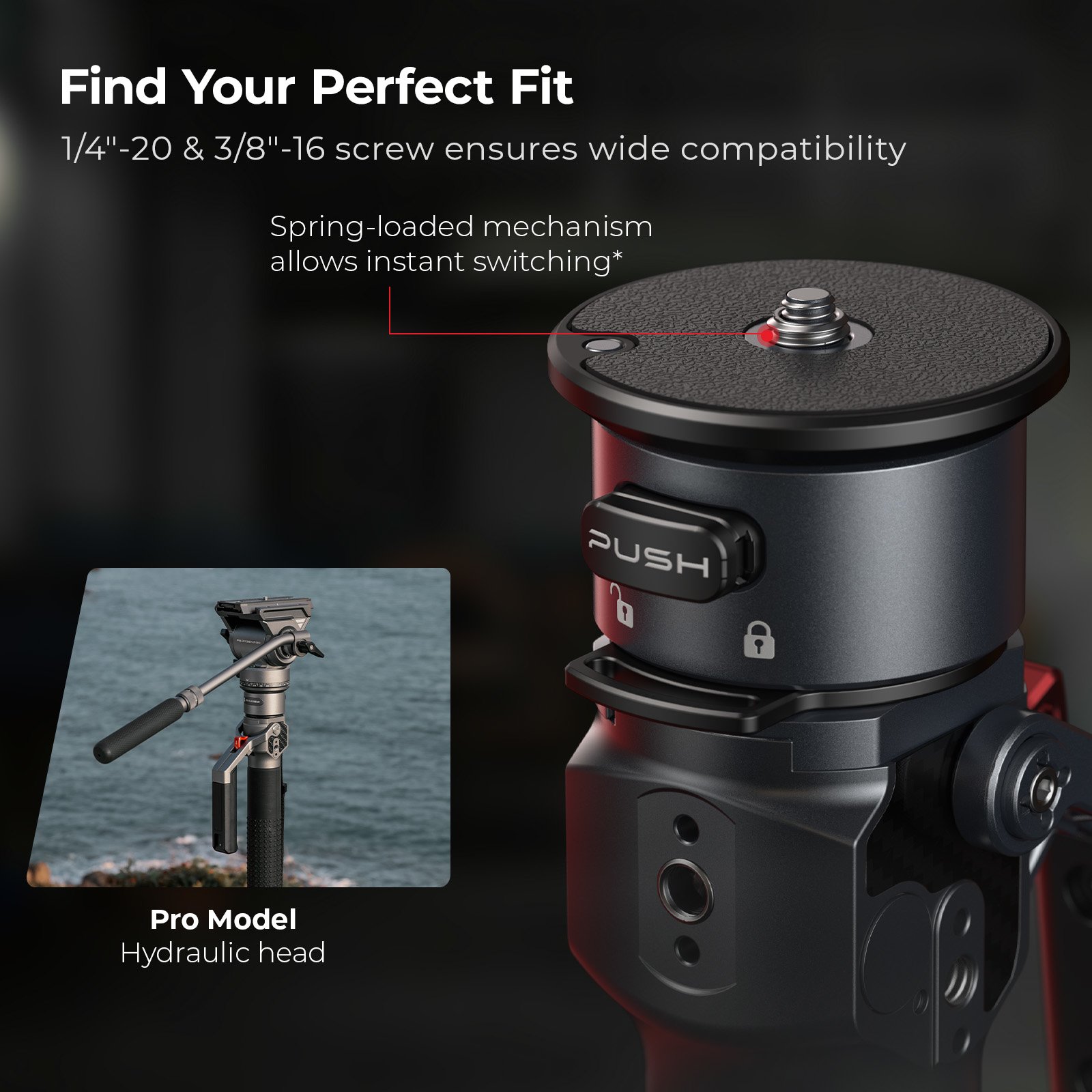 Smallrig Carbon Fiber Monopod Tripod with Fluid Head #5565