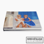 Livre photo plat à couverture rigide / papier métallique 11x8½  (22-40 pages)