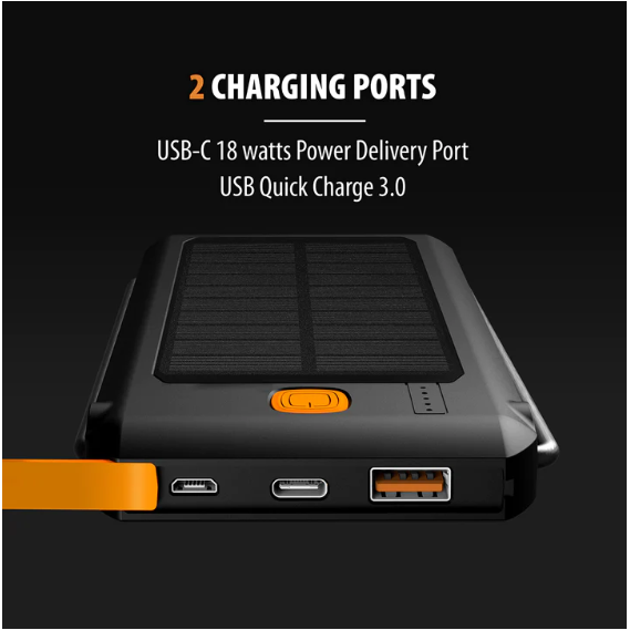 Tough-Tested 10,000 mAh Solar Charger IP44 Waterproof Rugged Power Bank