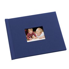 8.5 x 11 Navy Blue Linen Photo Book with Window
