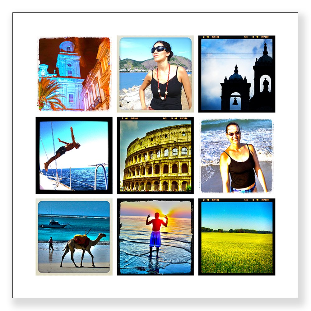 10 x 10 collage with 9 square photos
