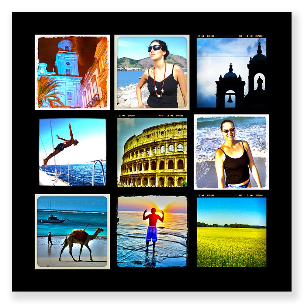 10 x 10 collage with 9 square photos