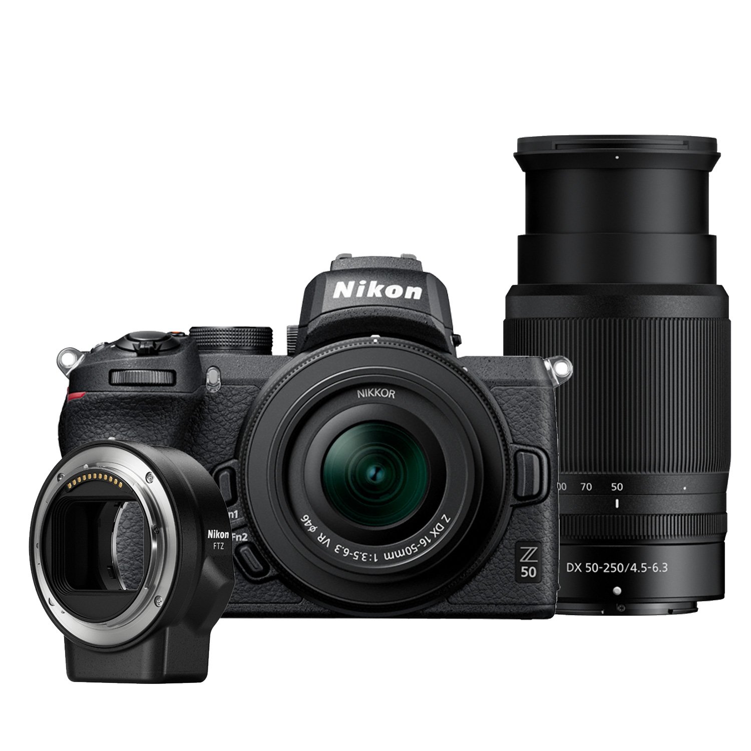 Nikon Z 50 Dx Mirrorless Camera With Nikkor Z 16 50mm Dx Nikkor Z Dx 50 250mm Lenses Ftz Adapter Downtown Camera