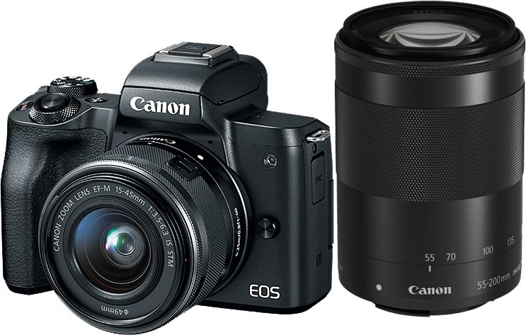 Canon Eos M50 Mirrorless Camera With Ef M 15 45mm Is Stm And 55 0mm Is Smt Lenses Black Mike S Camera