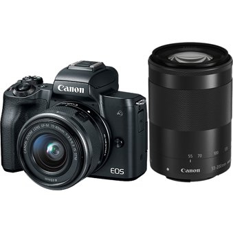 Canon Eos M50 Mirrorless Camera With Ef M 15 45mm Is Stm And 55 0mm Is Smt Lenses Black Mike S Camera