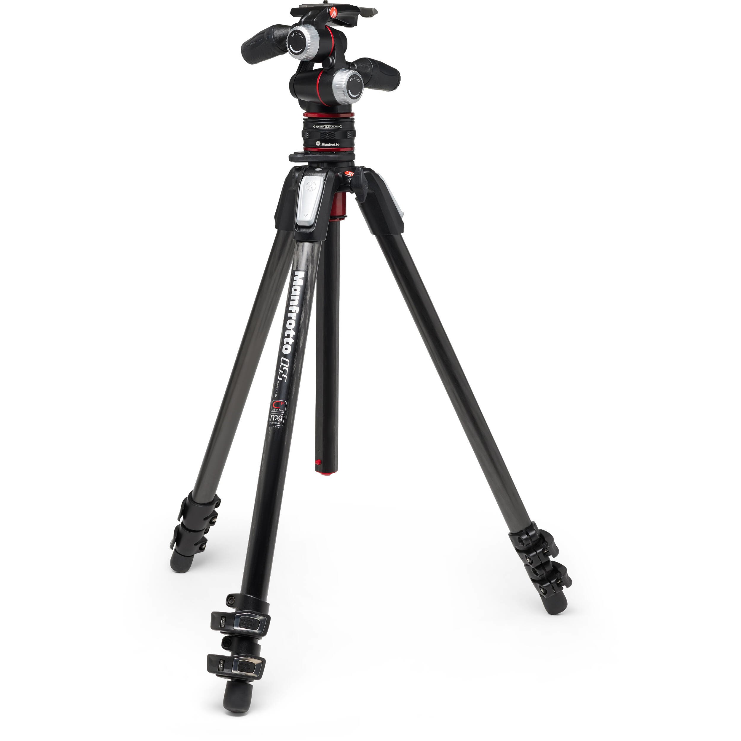 Manfrotto 055 Carbon 3-Section Tripod with 3-Way Head MOVE