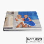 Livre photo plat à couverture rigide / papier lustré 11x8½ (22-40 pages)