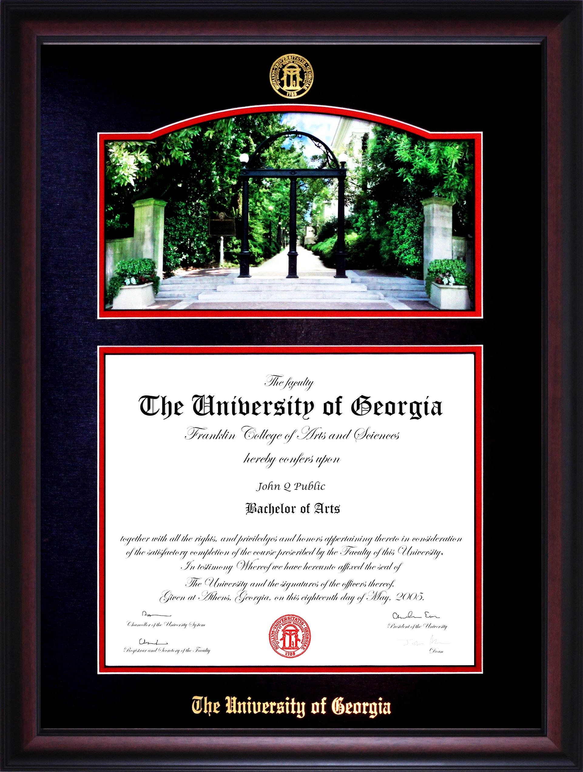 Athens Art and Frame Embossed UGA Diploma Frame with Arch (Mahogany