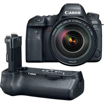 Canon EOS 6D Mark II DSLR Camera with EF 24-105mm f4L IS II USM Lens and  Battery Grip BG-E21 - Black