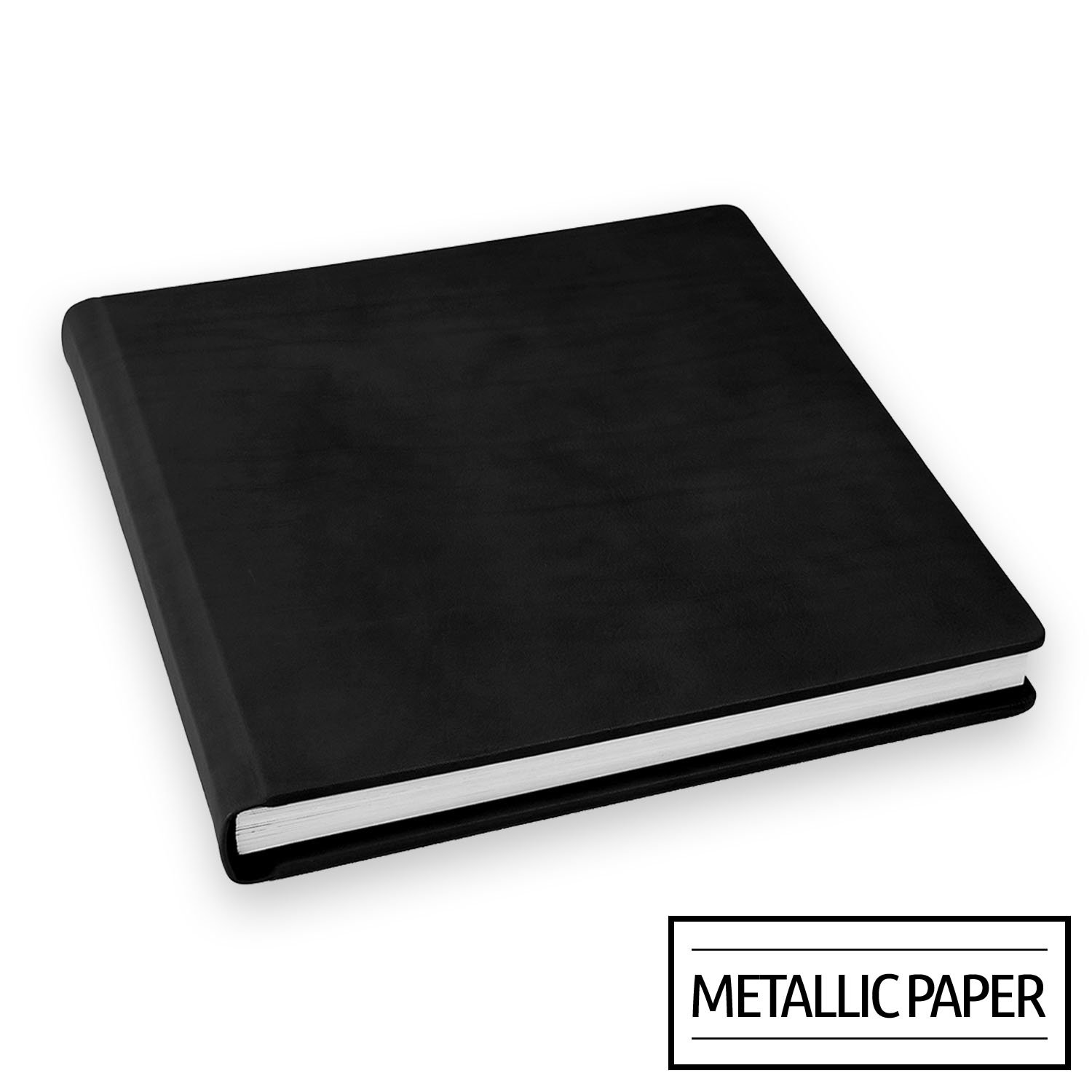 10x10 Flush Mount Black Leather Cover Photo Book / Metallic Paper