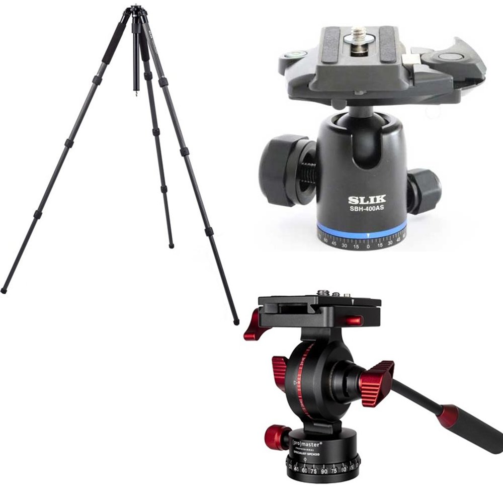 Slik PRO CF-834 Carbon Fiber Tripod + Slik SBH-400AS Ball Head ...