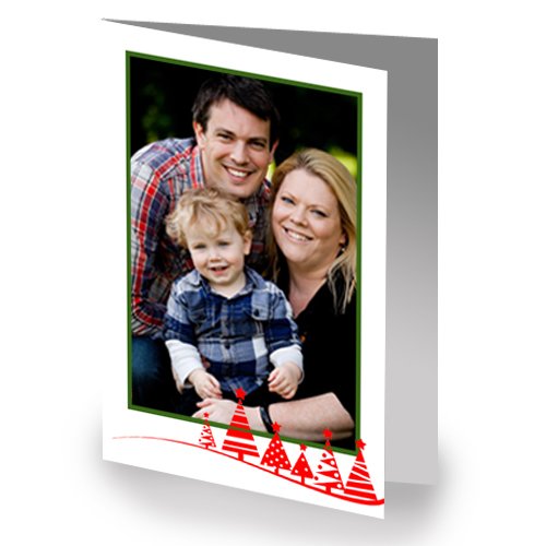 6x4 Red Trees Christmas Card