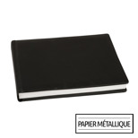 Albums cartonné à couverture en cuire noir 16x12 / papier métallique