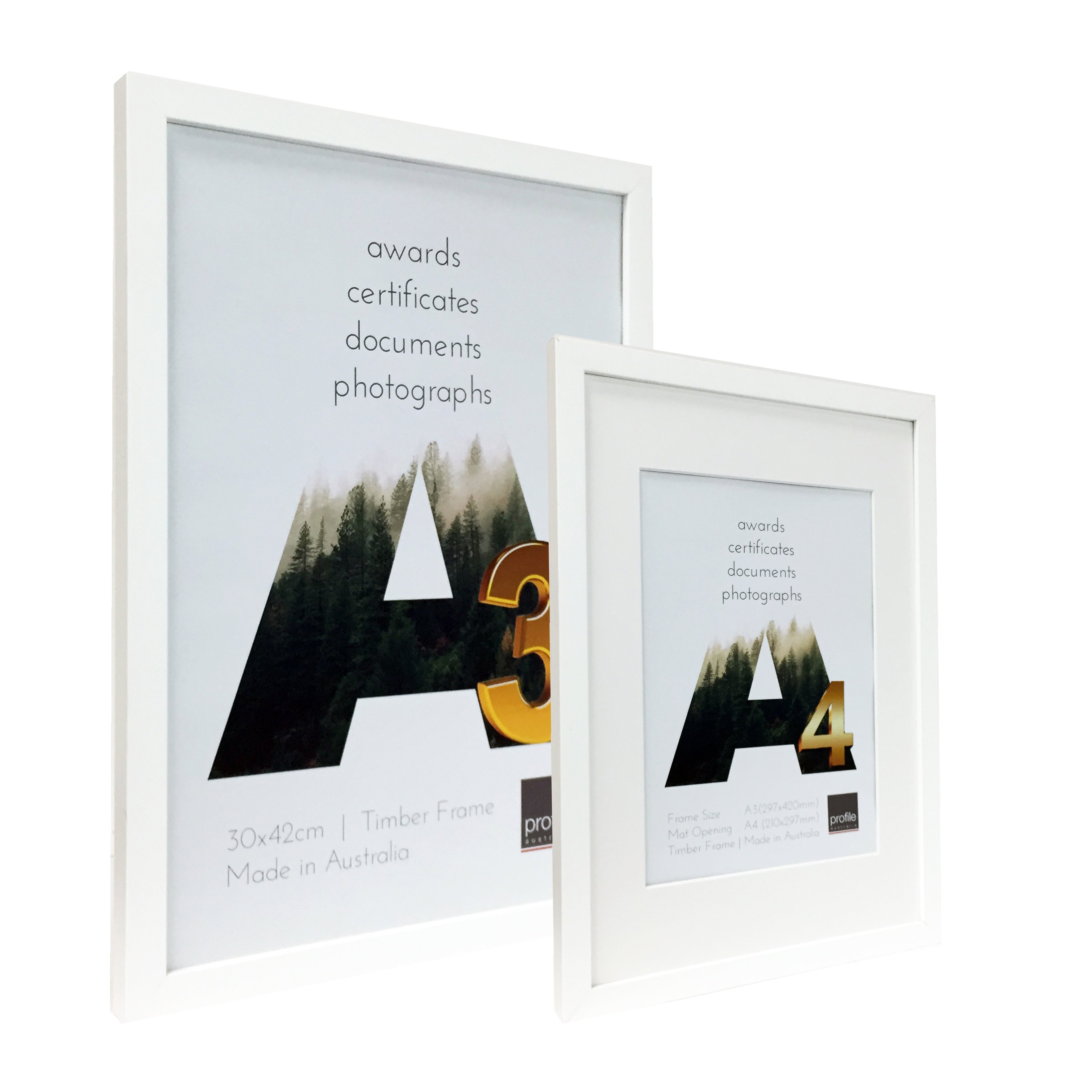 Profile Australia A1 matted to A2 Poster frame white Photo Bee