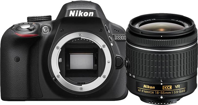 Nikon D3300 Digital SLR Camera with AF-P DX 18-55mm VR Lens - Black