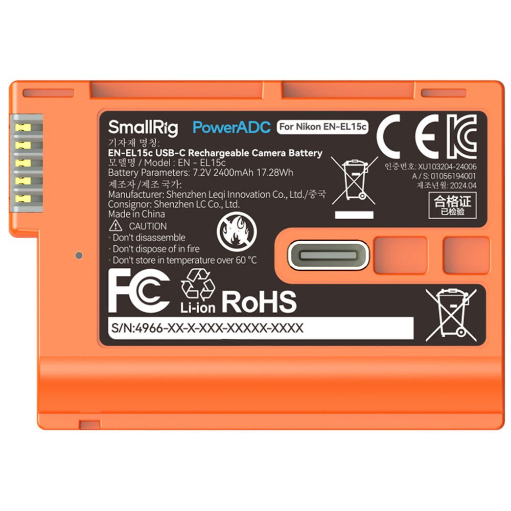 Smallrig EN-EL15c USB-C Rechargeable Camera Battery for Nikon #4966