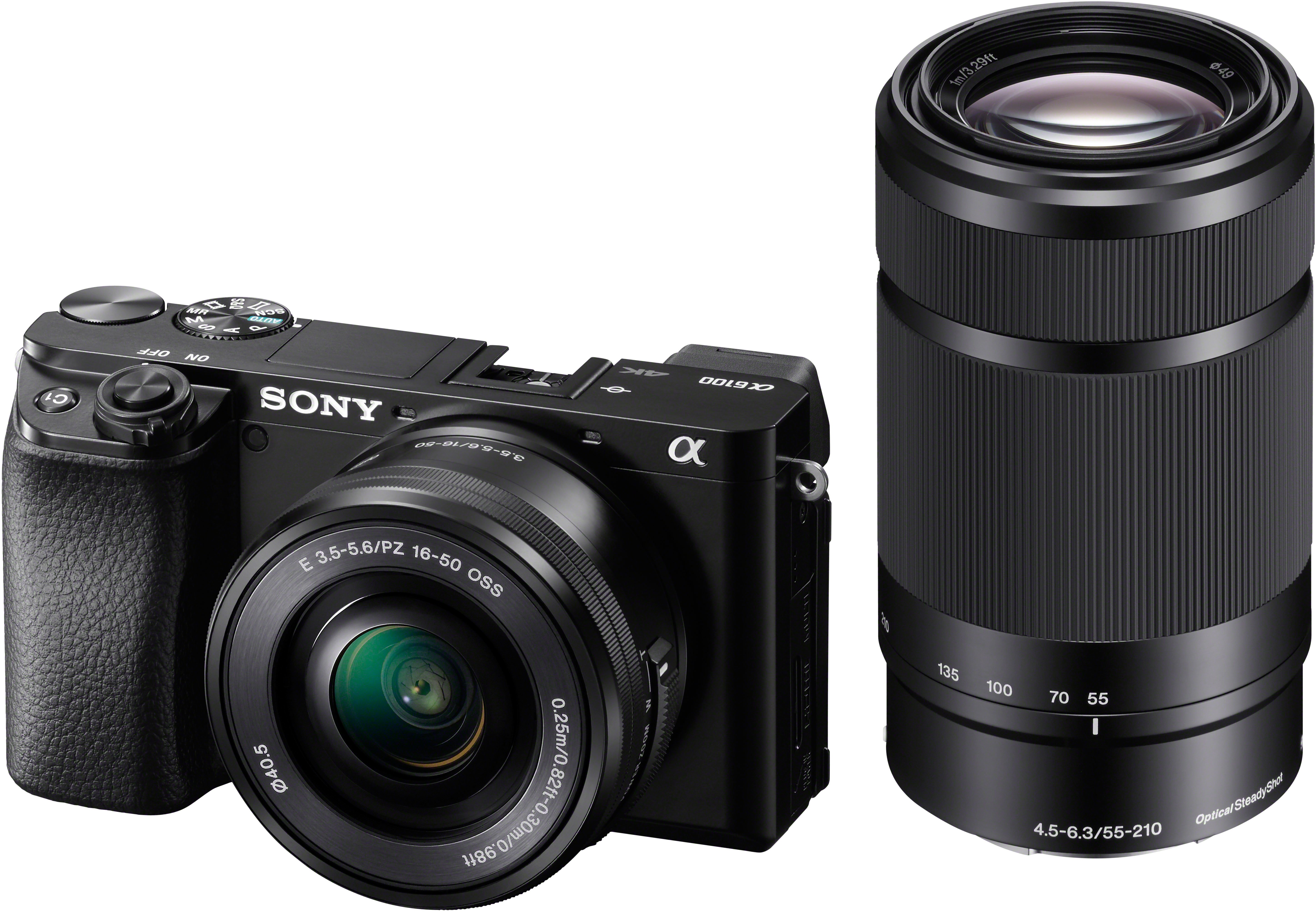 Sony A6100 Interchangeable Lens Camera With E Pz 16 50mm And E 55 210mm Oss Lenses Black Mike S Camera