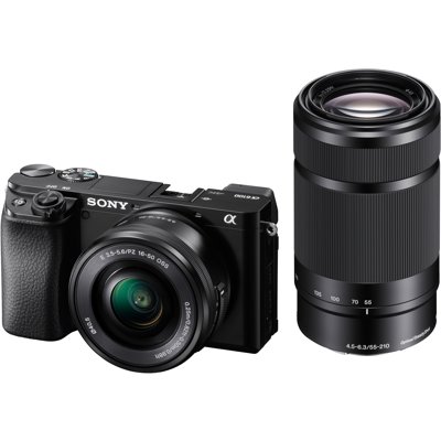 Sony A6100 Interchangeable Lens Camera with E PZ 16-50mm and E 55-210mm OSS  Lenses - Black
