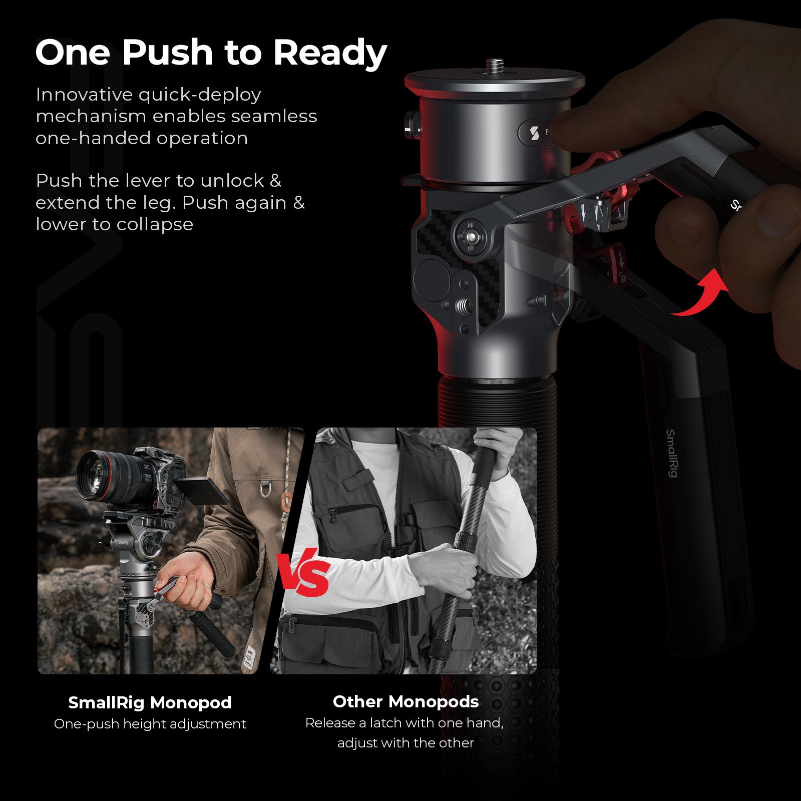 Smallrig Carbon Fiber Monopod Tripod with Fluid Head #5565