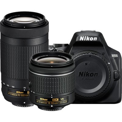 Schat In zicht kubiek Nikon D3500 Digital SLR Camera with AF-P 18-55mm F3.5-5.6G VR and AF-P 70- 300mm F4.5-6.3G ED Lenses - robis Lakewood Camera + The Print Refinery