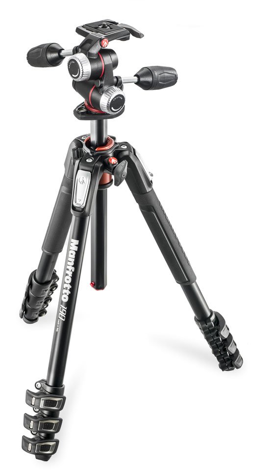 Manfrotto 190 kit - Aluminum 4-section Horizontal Column Tripod
