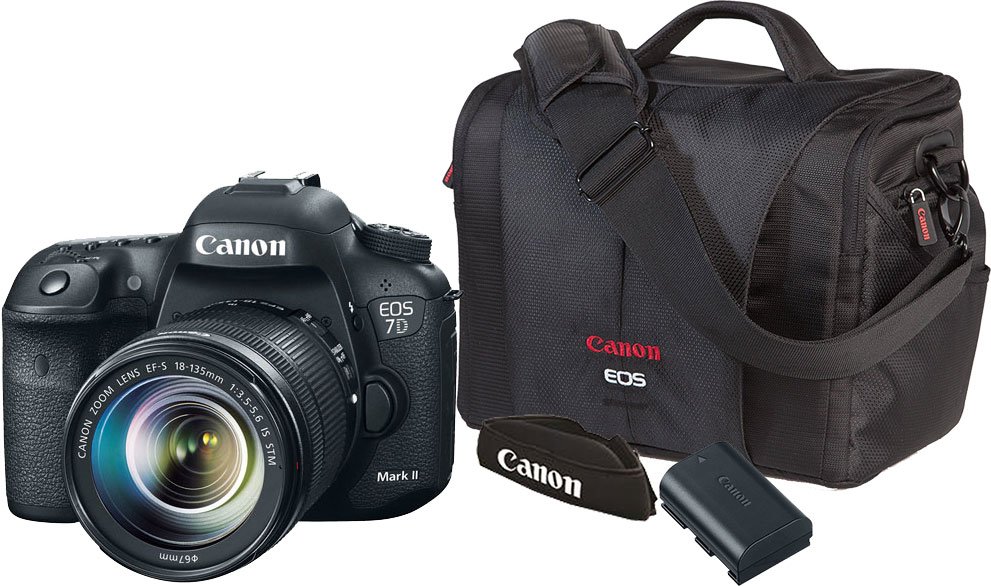 Canon EOS 7D Mark II Digital SLR Camera with EF-S 18-135mm IS STM Lens with  Free Acessory Kit - Black