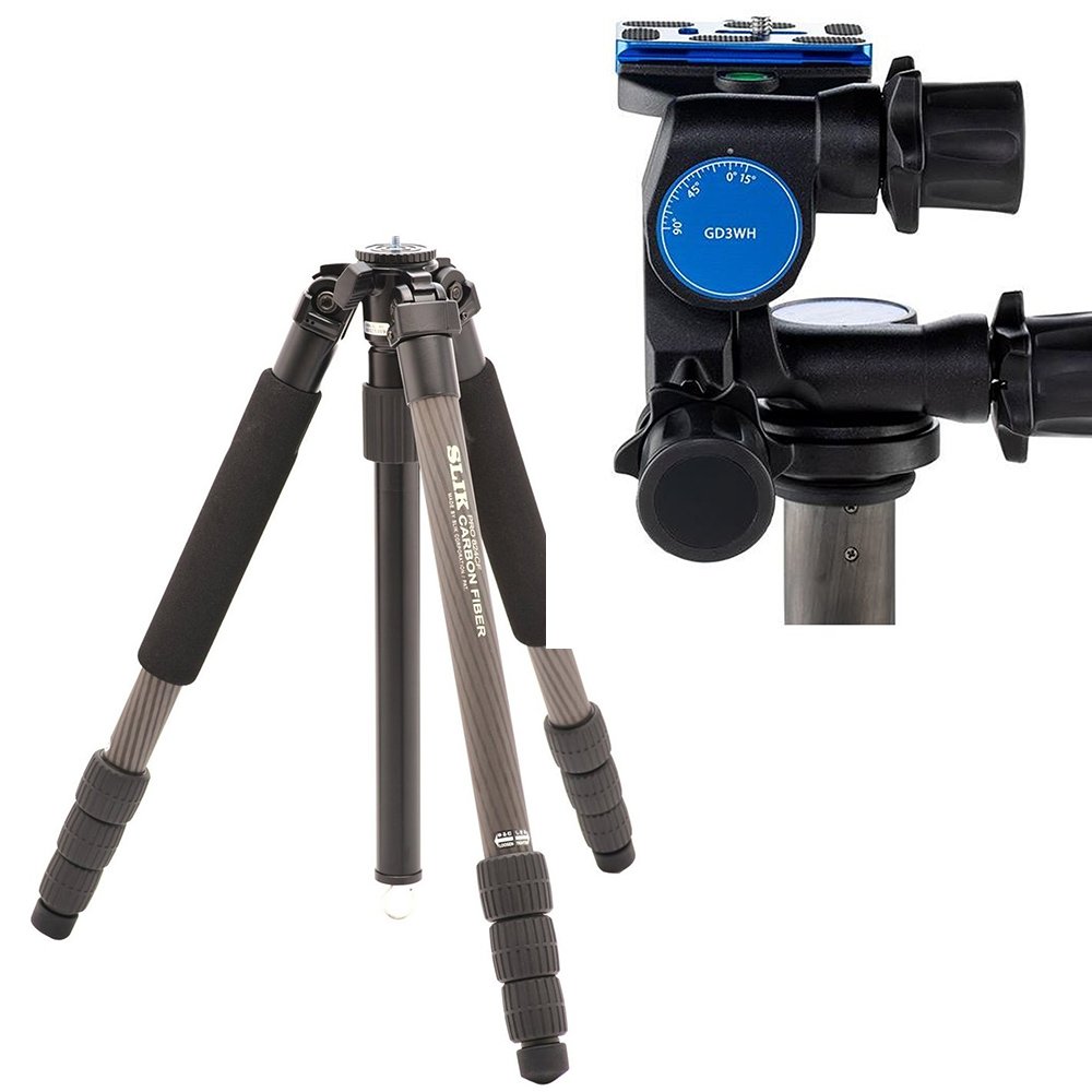 Slik Pro CF-834 Carbon Fiber Tripod + Benro GD3WH Gear Head