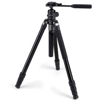 LS Photography 3-Way Pan/Tilt Head Infinite Angle Tripod with 2 Handles,  1/4 QR Plate, and Bubble Level, Supports Canon Sony Nikon DSLR Camera
