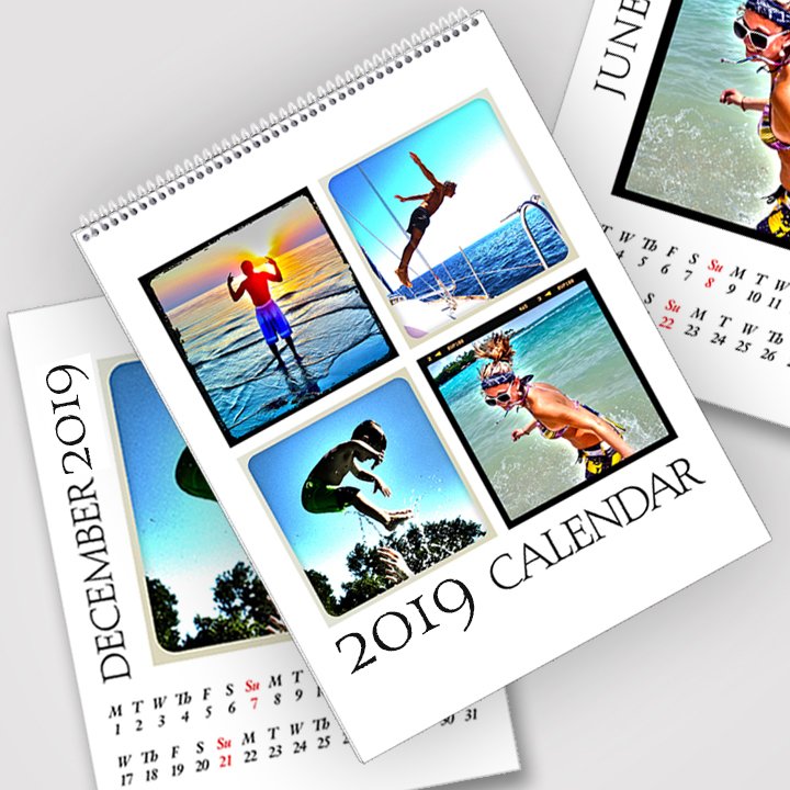 A4 - 2019 White Background Wall Calendar 