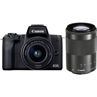 Canon EOS M50 Mark II Mirrorless Camera with EF-M 15-45mm STM and IS STM Lenses Action Camera