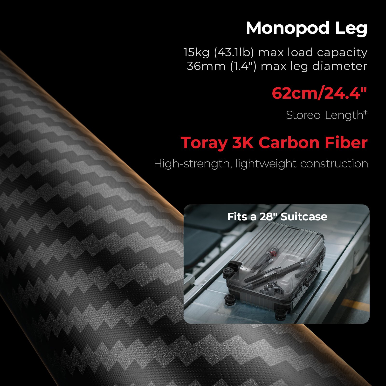 Smallrig Carbon Fiber Monopod Tripod with Fluid Head #5565