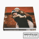 Livre photo plat à couverture rigide / papier métallique 10x10 (22-40 pages)