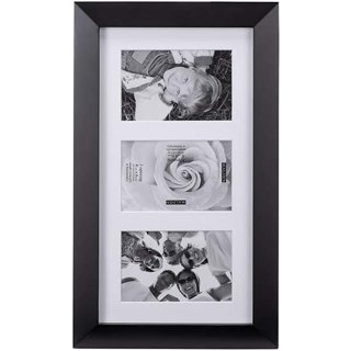 Malden 4x6 4-Opening Matted Collage Picture Frame Displays Four, Black
