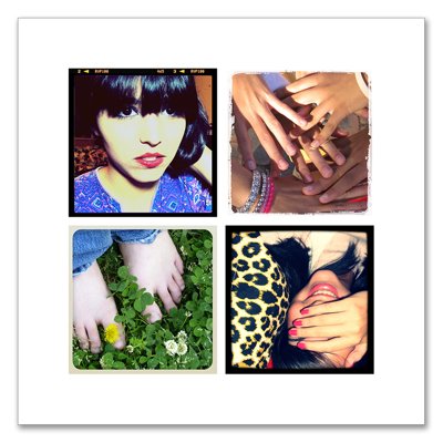 6 x 6 collage with 4 square photos 
