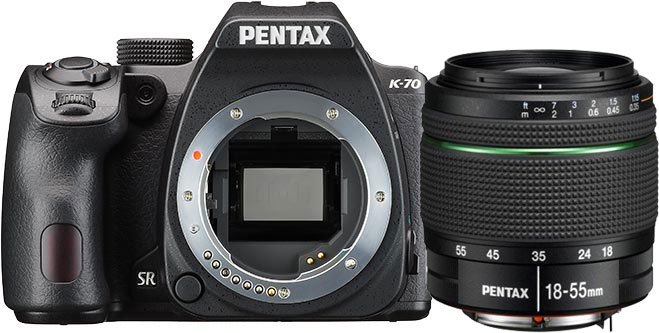 Pentax K-70 DSLR Camera with DA 18-55mm F3.5-5.6 AL WR Lens - Black