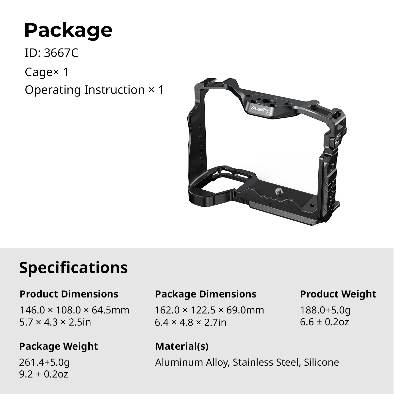 Smallrig Full Camera Cage for Sony A7 V / A7R V / A7 IV / A7S III / A1 / A7R IV #3667C
