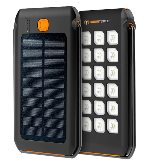 Tough-Tested 10,000 mAh Solar Charger IP44 Waterproof Rugged Power Bank