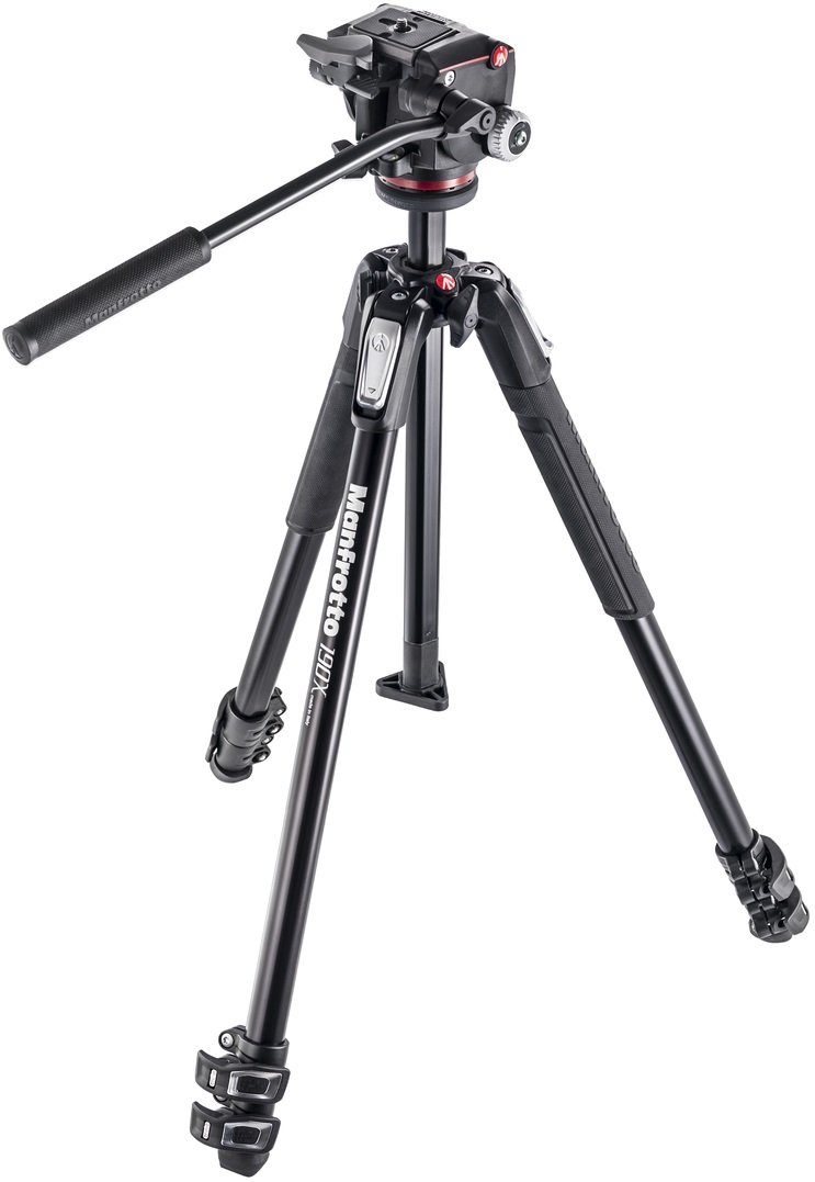 Manfrotto 190X Kit - Aluminum 3 Section Tripod with MHXPRO-2W