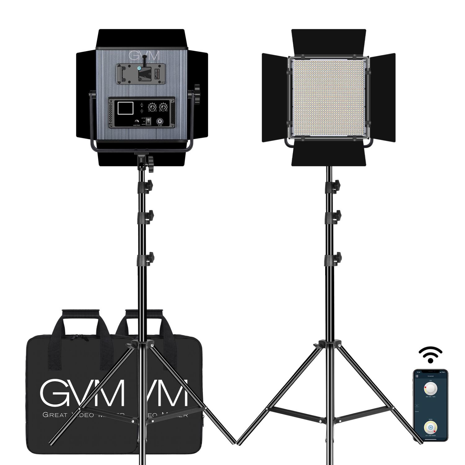 GVM GVM-LED1200 Bi-Color LED Light Panel - 2 Light Kit - Cardinal Camera