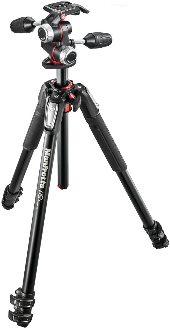 Manfrotto 055 Kit - Aluminum 3 Section Horizontal Column Tripod