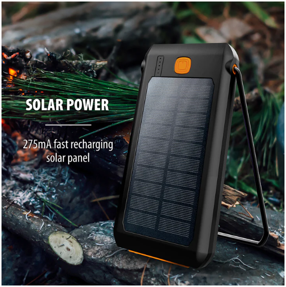 Tough-Tested 10,000 mAh Solar Charger IP44 Waterproof Rugged Power Bank