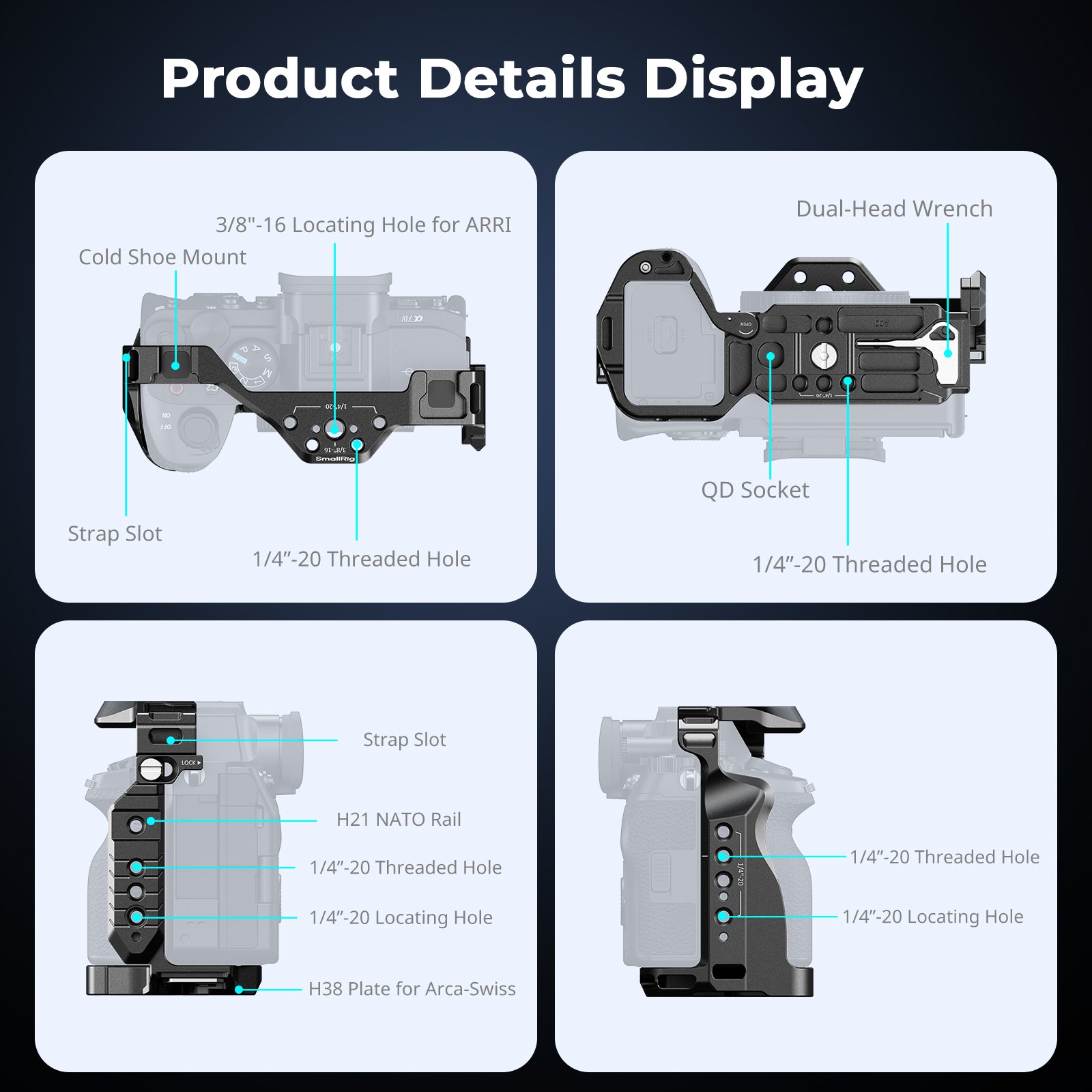 Smallrig Full Camera Cage for Sony A7 V / A7R V / A7 IV / A7S III / A1 / A7R IV #3667C